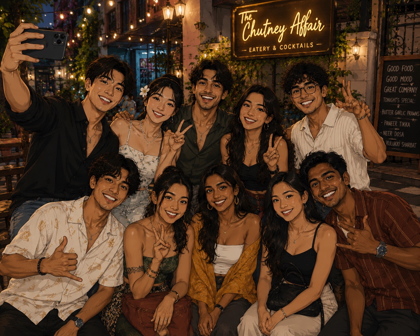 From awkward hello to group selfie.